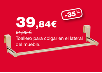Toallero STICK GOLD. Dorado brillo. 39,84 €. ANTES: 61,29 €.