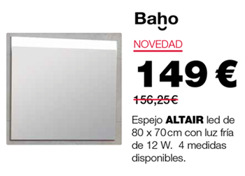 Espejo ALTAIR led, de Baho: 149 €.
