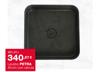 Lavabo PETRA. 40 cm. con válvula. 340,57 €. ANTES: 461,41 €.