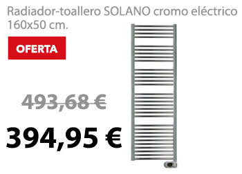 Radiador-toallero SOLANO cromo eléctrico. 394,95 €. ANTES: 493,68 €.